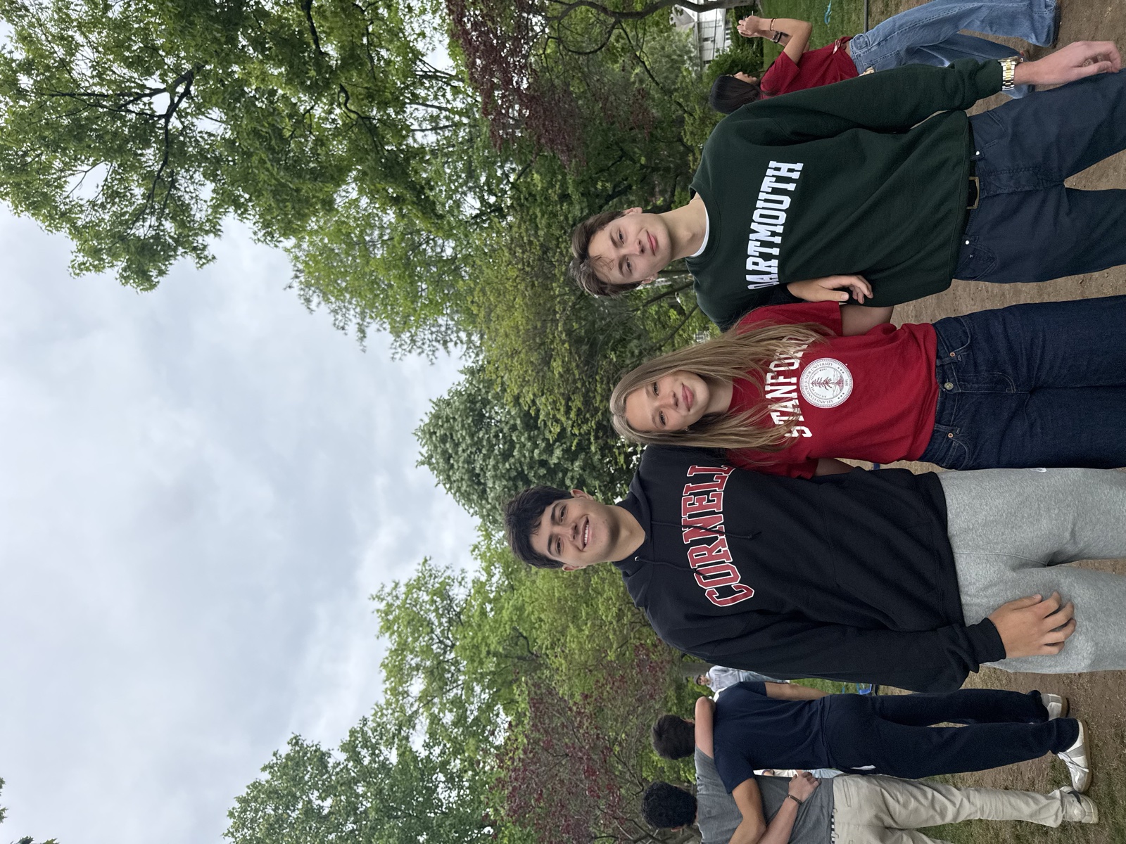 Timothy McKenna, Matilda Sales, and Ezra Marks: the three founders of OnLit, standing outside Riverdale Country School.